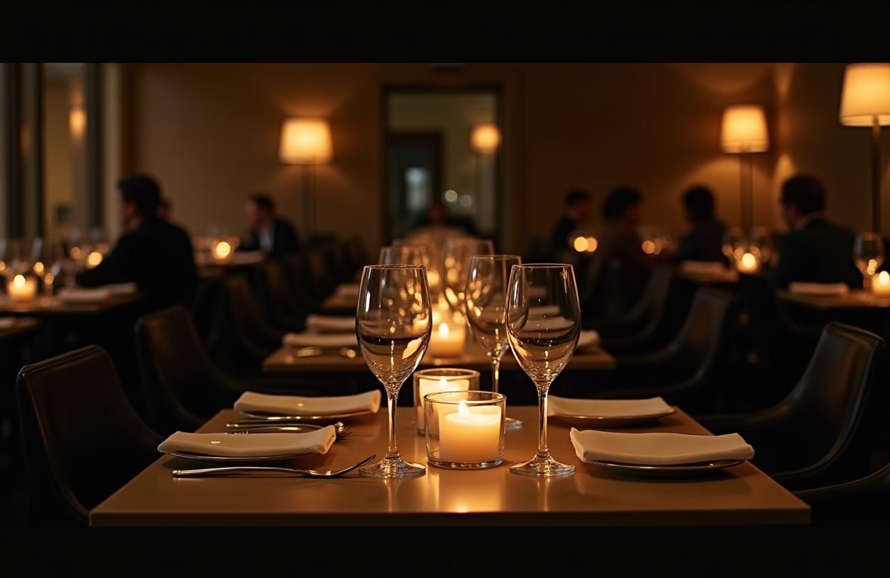 Atmosfera elegante e soffusa del ristorante Testuggine Tavola